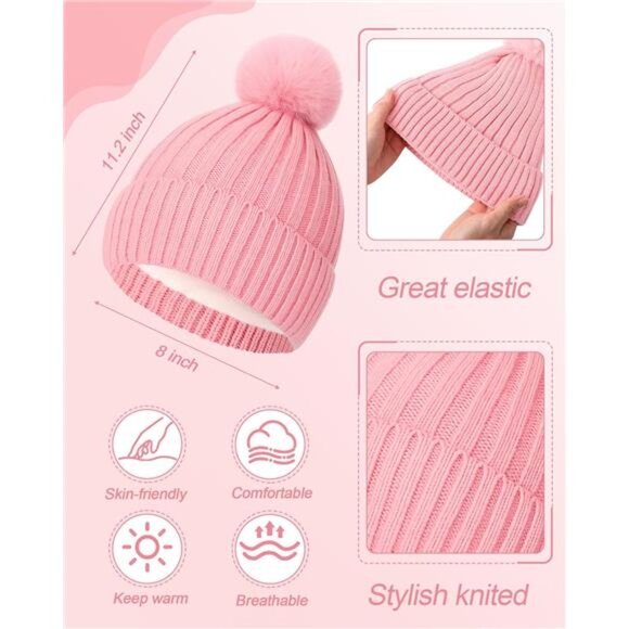 4 Pcs Winter Beanie Hat Scarf Gloves Set - Picture 4 of 5